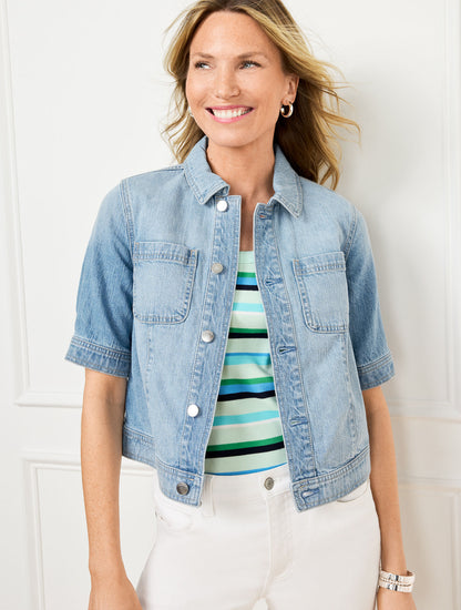 Talbots SHORT SLEEVE JEAN JACKET - MEGHAN WASH