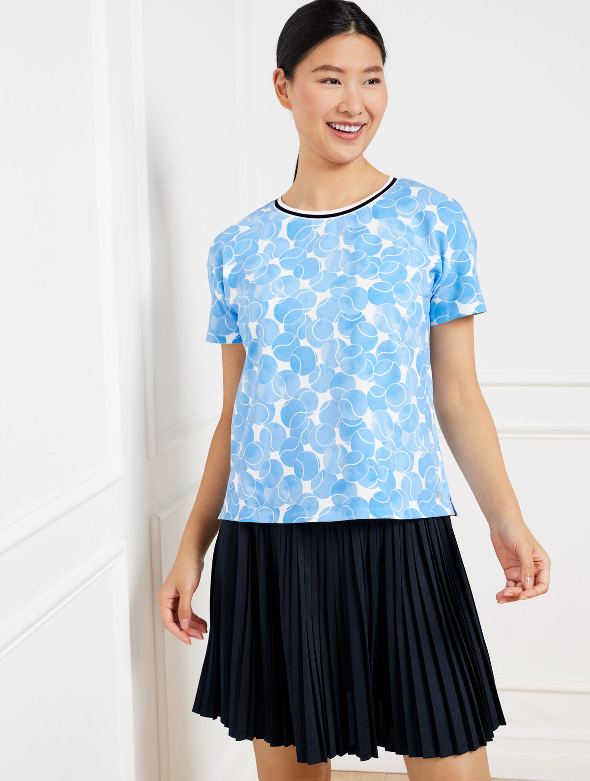 Talbots PIQUÉ BOXY CREWNECK TEE - TENNIS TOSS