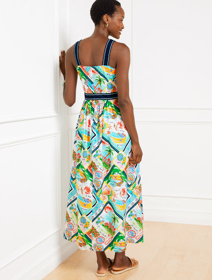 Talbots MODERN POPLIN FIT & FLARE DRESS - SUMMER VISTA