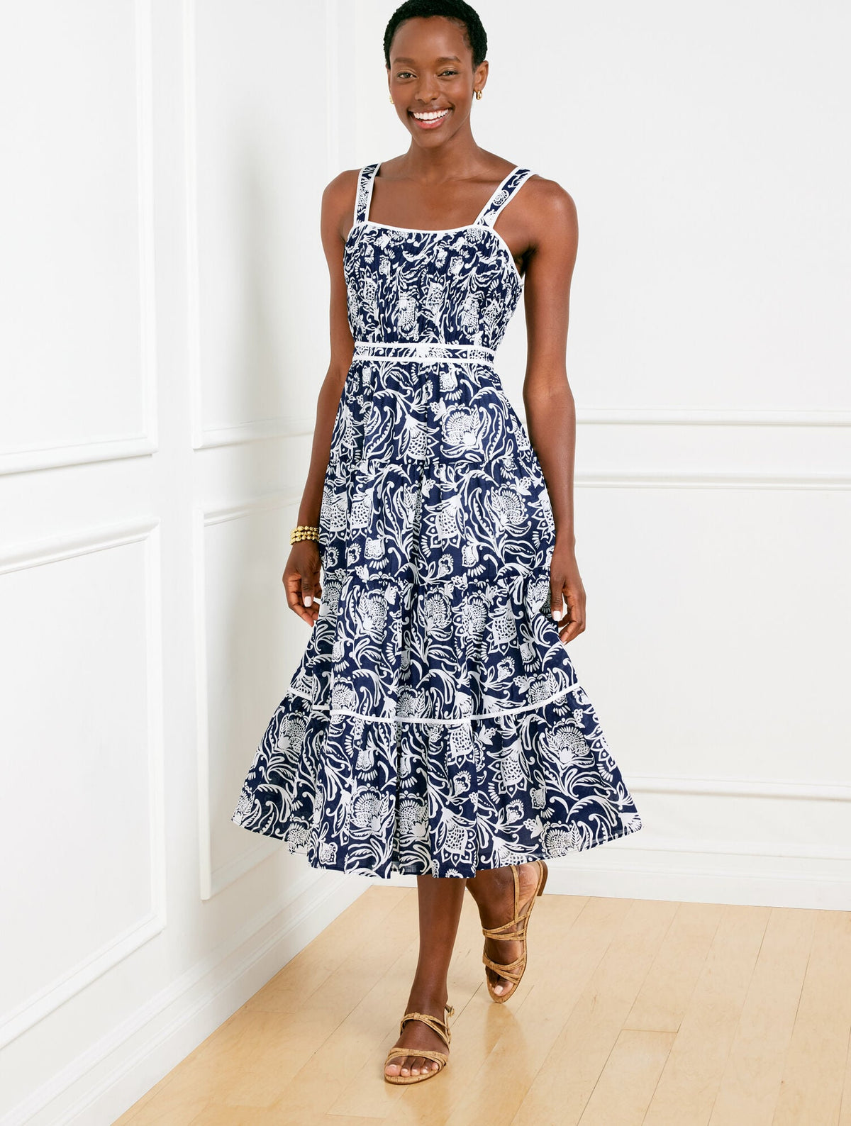 Talbots TIERED FIT & FLARE DRESS - DISTRESSED JACOBEAN