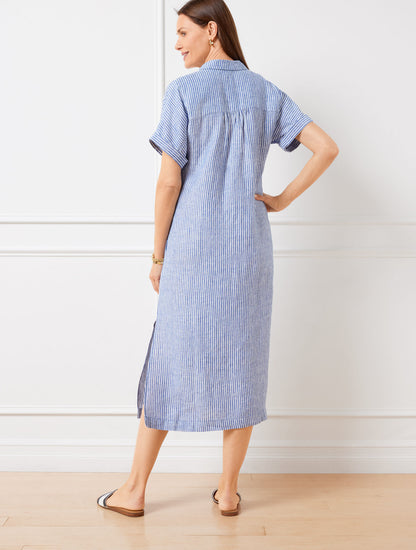 Talbots DROP WAIST LINEN SHIRTDRESS - HAPPY STRIPE