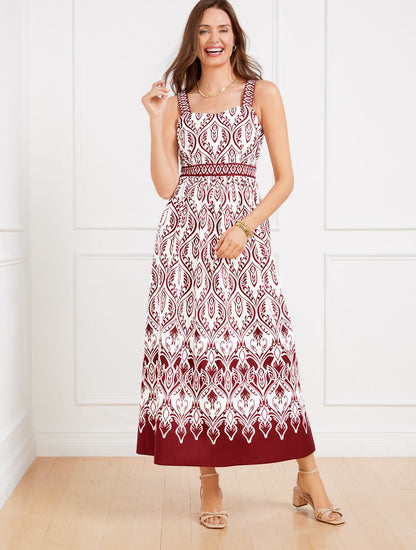 Talbots MODERN POPLIN FIT & FLARE DRESS - BOHEMIAN MEDALLION