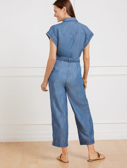 Talbots DENIM TIE WAIST JUMPSUIT - SIESTA WASH