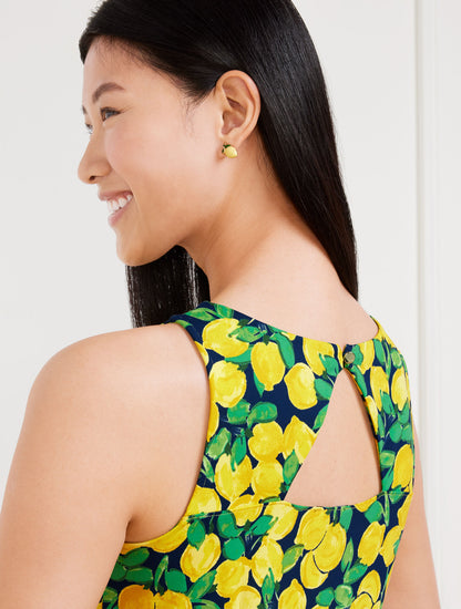 Talbots EFFORTLESS JERSEY SLEEVELESS SHIFT DRESS - LEMON BUNCHES