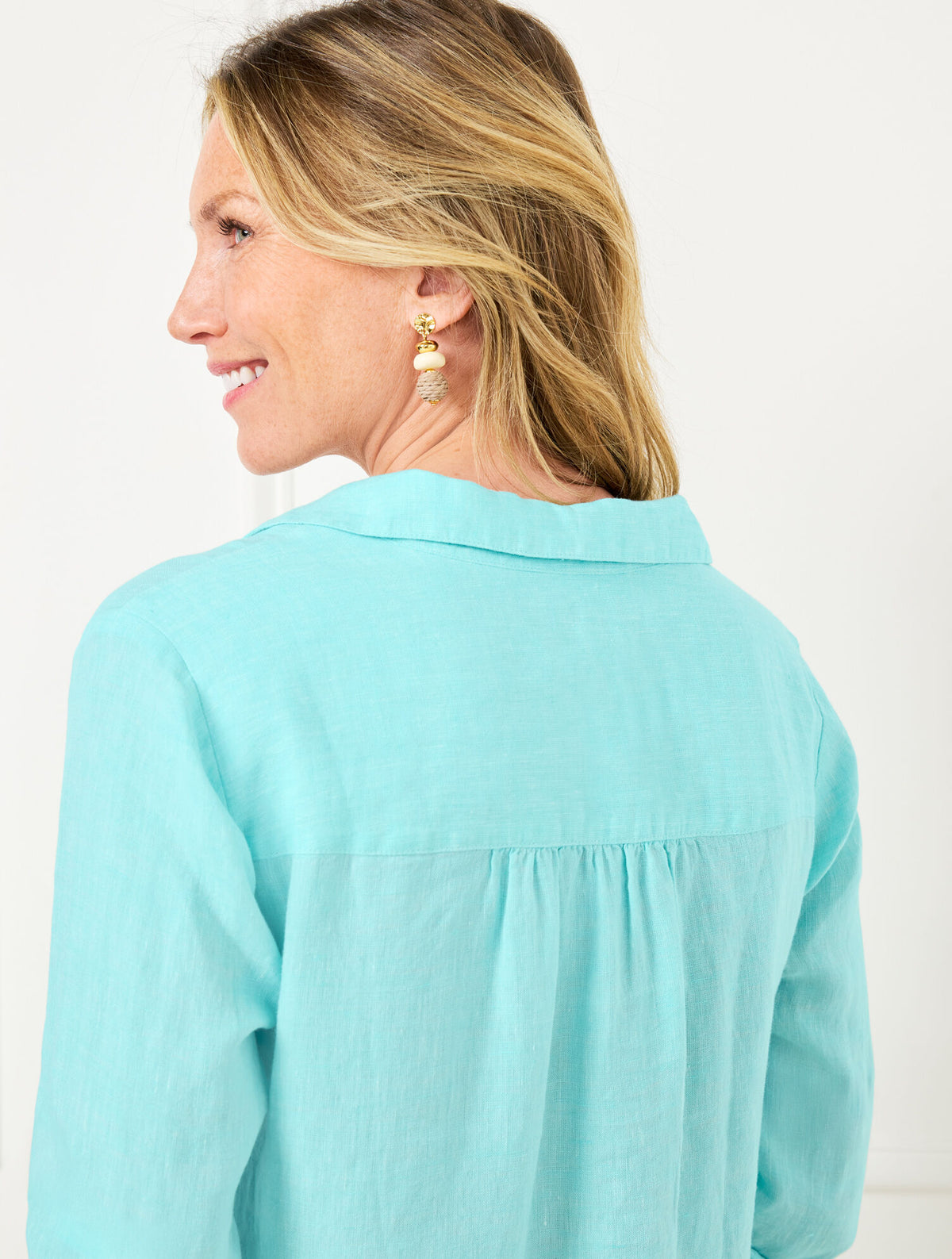 Talbots LONG SLEEVE LINEN KAFTAN SHIRTDRESS