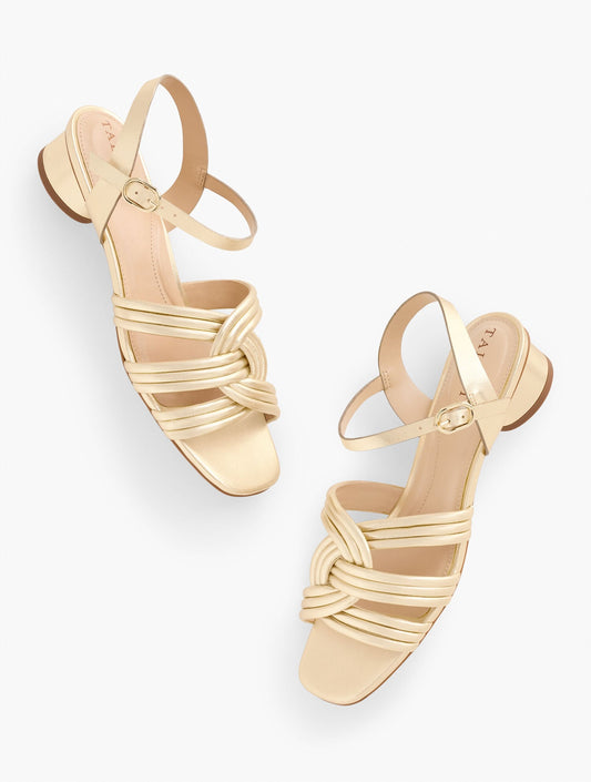 Talbots ADINA NAPPA BLOCK HEEL SANDALS - METALLIC