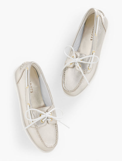 Talbots FINLEY METALLIC NAPPA BOAT SHOES