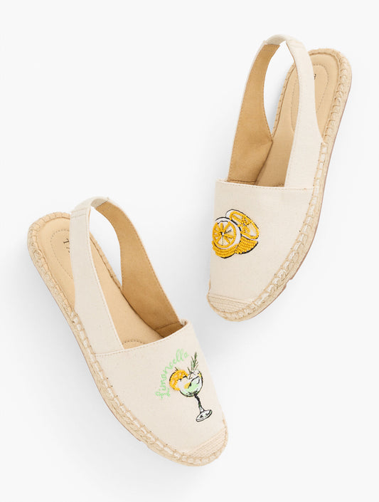 Talbots IZZY SLINGBACK BEADED ESPADRILLE FLATS - LEMONS