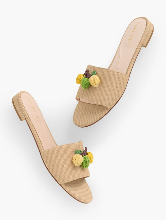 Talbots KERI EMBELLISHED WOVEN STRAW SLIDES