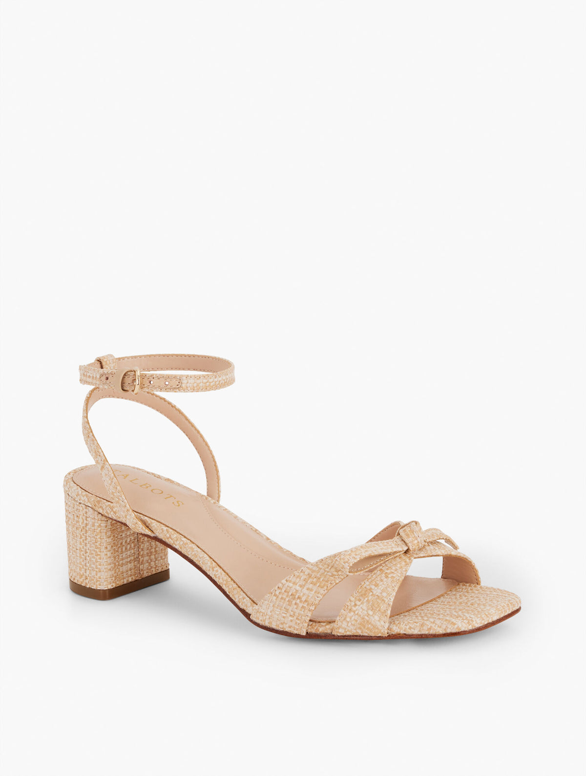 Talbots LILY RAFFIA BLOCK HEEL SANDALS - FRAYED