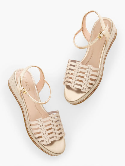 Talbots PAMELA METALLIC WOVEN NAPPA WEDGE SANDALS
