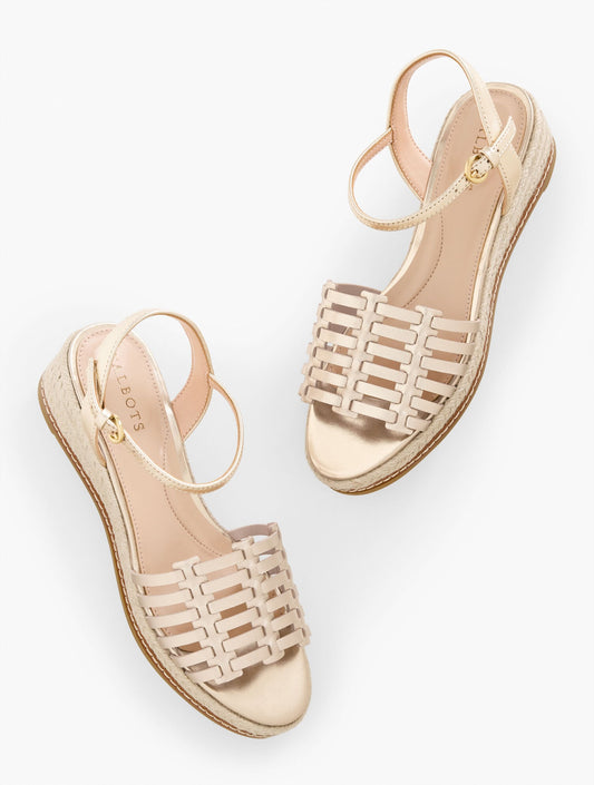 Talbots PAMELA METALLIC WOVEN NAPPA WEDGE SANDALS