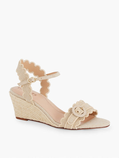 Talbots ROYCE METALLIC SCALLOPED WEDGE SANDALS