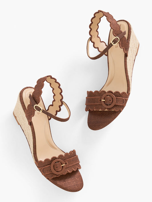 Talbots ROYCE SCALLOPED RAFFIA WEDGE SANDALS