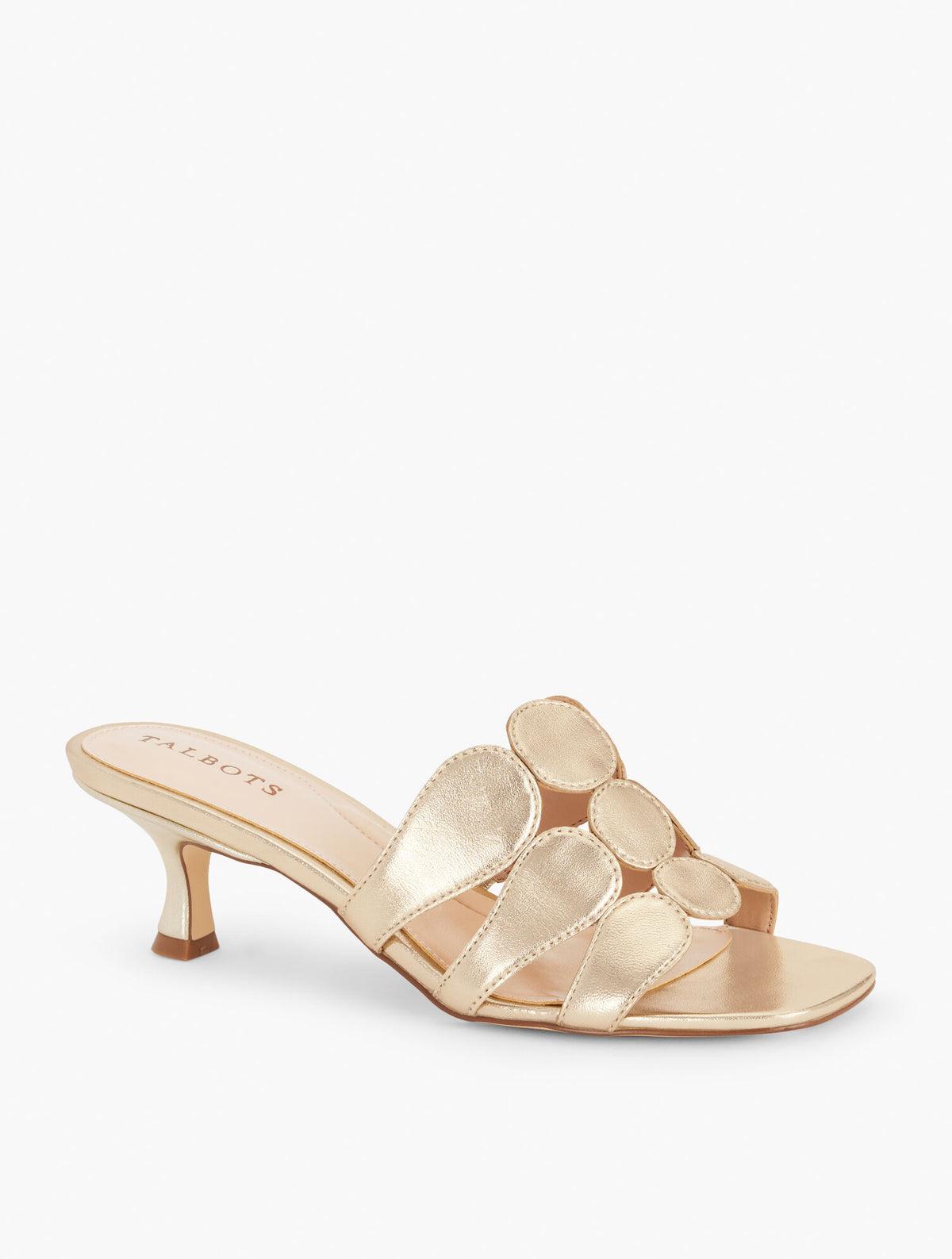 Talbots SABEL METALLIC NAPPA FLARE HEEL SANDALS