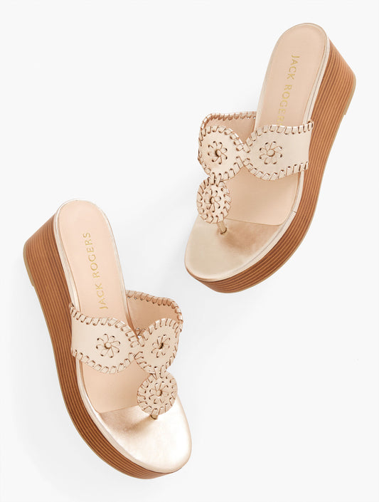 Talbots JACK ROGERS® KIMBERLY METALLIC NAPPA WEDGE SANDALS