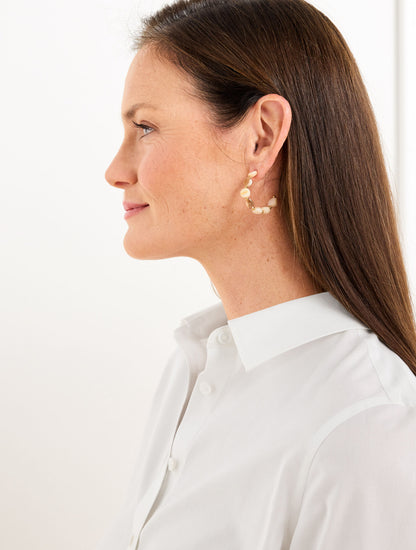 Talbots MOTHER-OF-PEARL BEADED HOOP EARRINGS