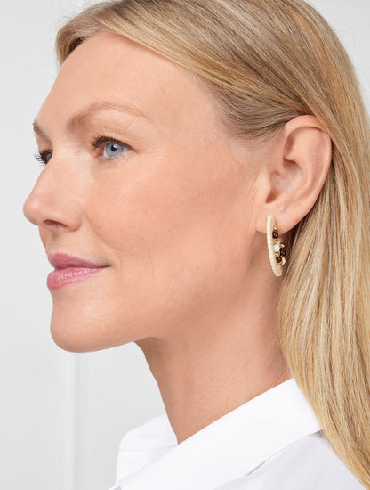 Talbots BEADED RAFFIA HOOP EARRINGS