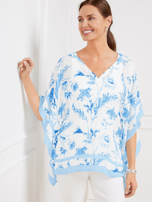 Talbots LINEN BLEND PONCHO - MYSTIQUE FLORAL