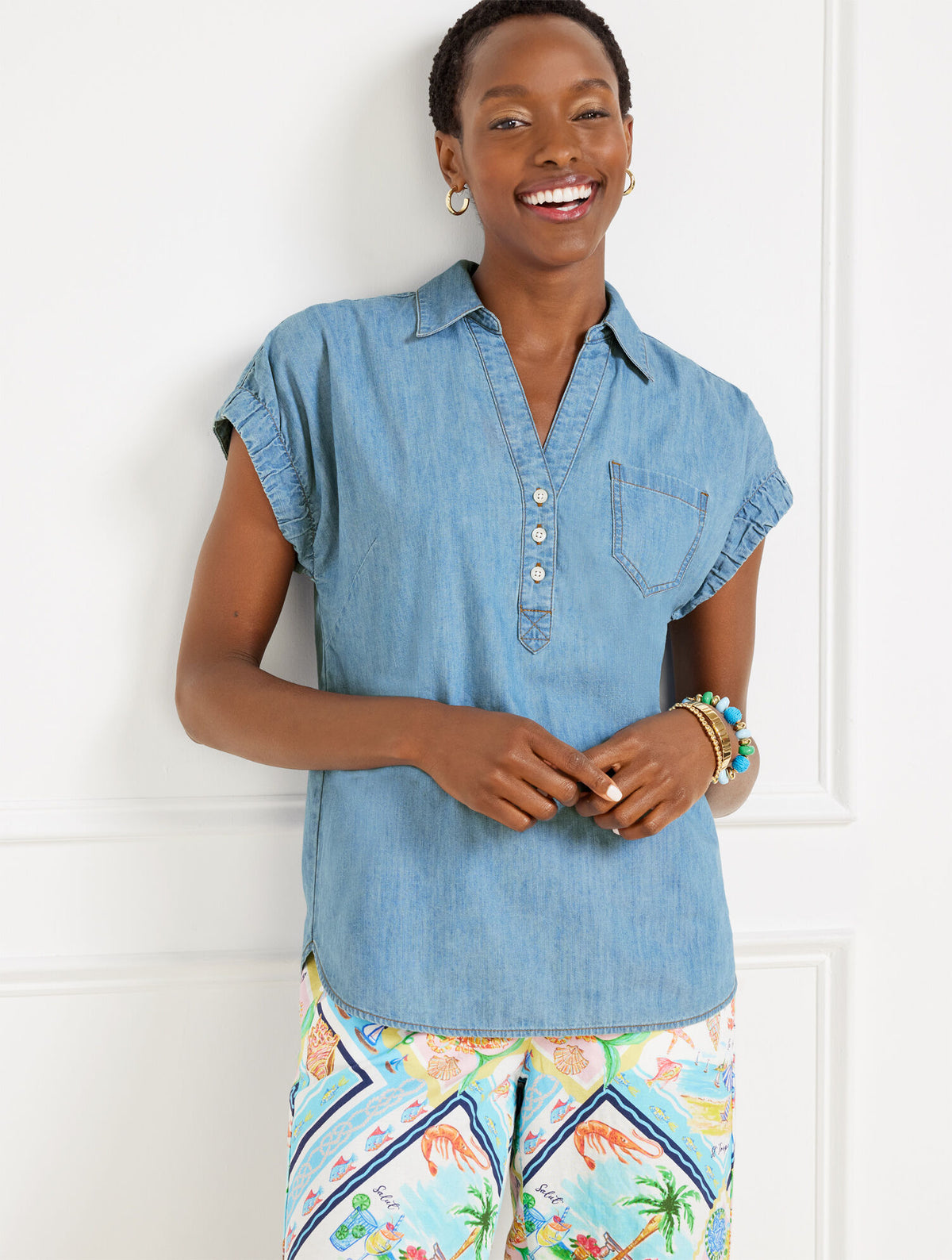 Talbots DENIM POPOVER - AZURE WASH
