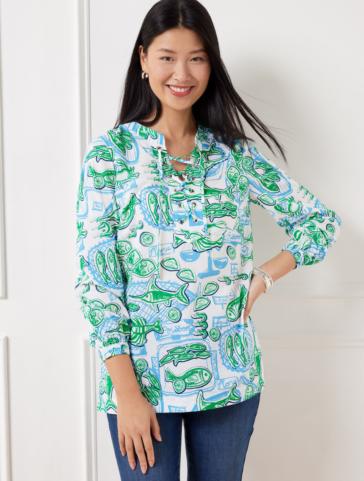 Talbots LACE-UP TUNIC - FISH MARKET