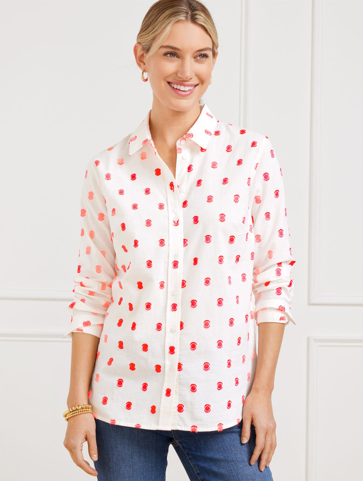Talbots MODERN CLASSIC SHIRT - BIRDS EYE JACQUARD
