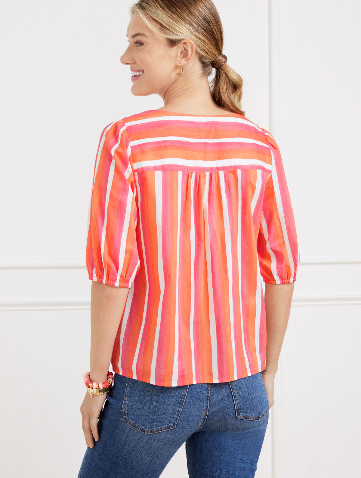 Talbots TIE FRONT TOP - PAINTED STRIPE