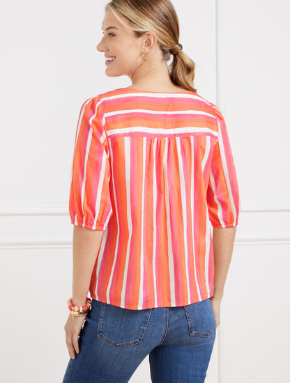 Talbots TIE FRONT TOP - PAINTED STRIPE