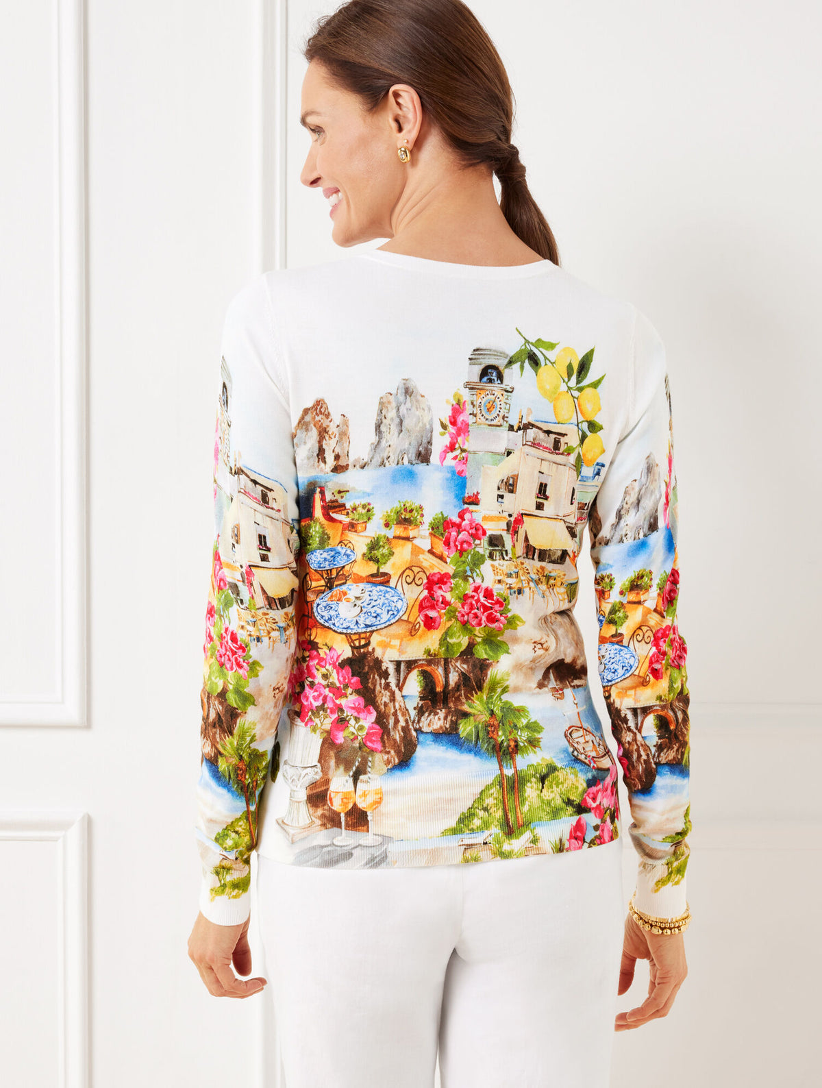 Talbots CHARMING CARDIGAN - COASTAL SCENIC