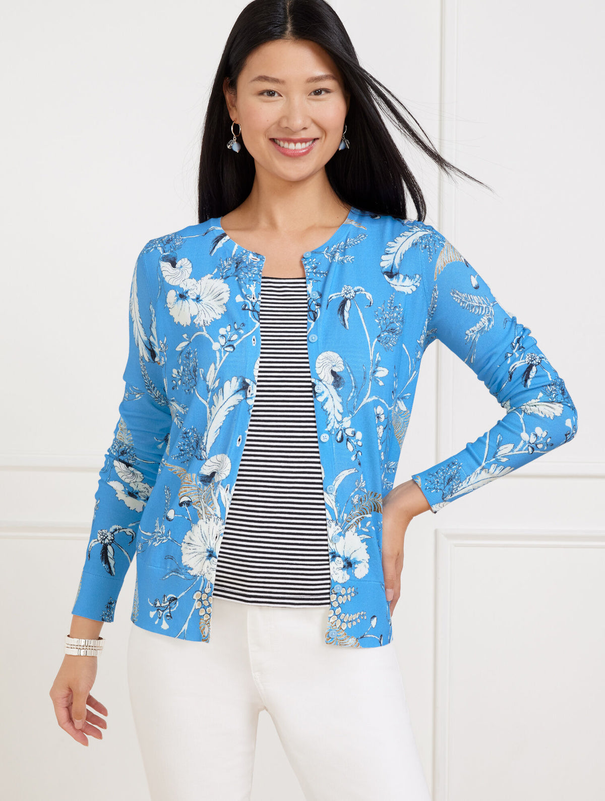 Talbots CHARMING CARDIGAN - LEAFY GARDEN