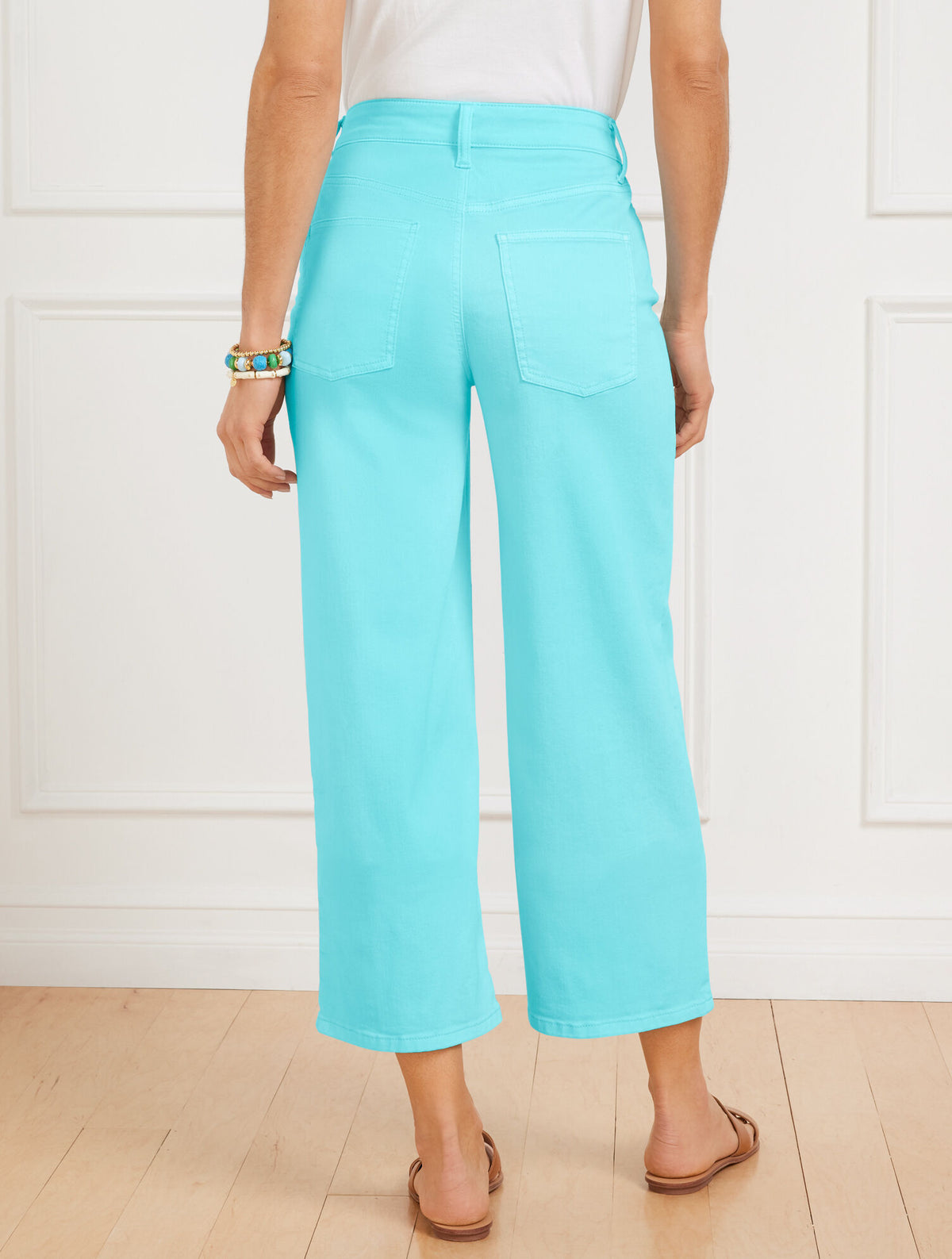 Talbots HIGH WAIST WIDE CROP JEANS - VIVID TURQUOISE