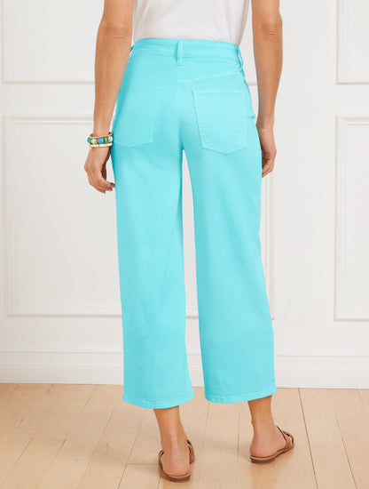 Talbots HIGH WAIST WIDE CROP JEANS - VIVID TURQUOISE