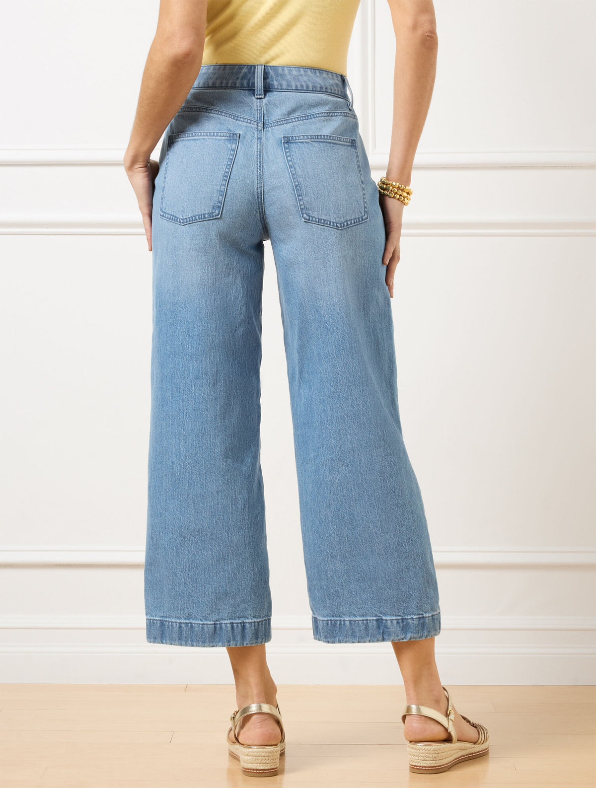 Talbots HIGH WAIST WIDE CROP EMBROIDERED JEANS - LACEY WASH