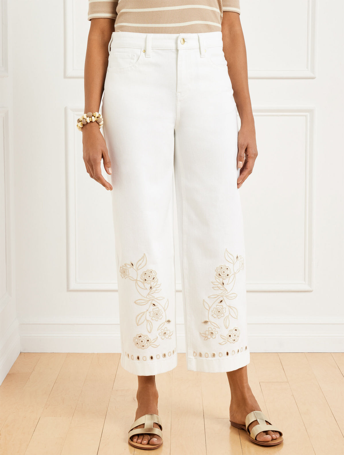 Talbots HIGH WAIST WIDE CROP EMBROIDERED JEANS