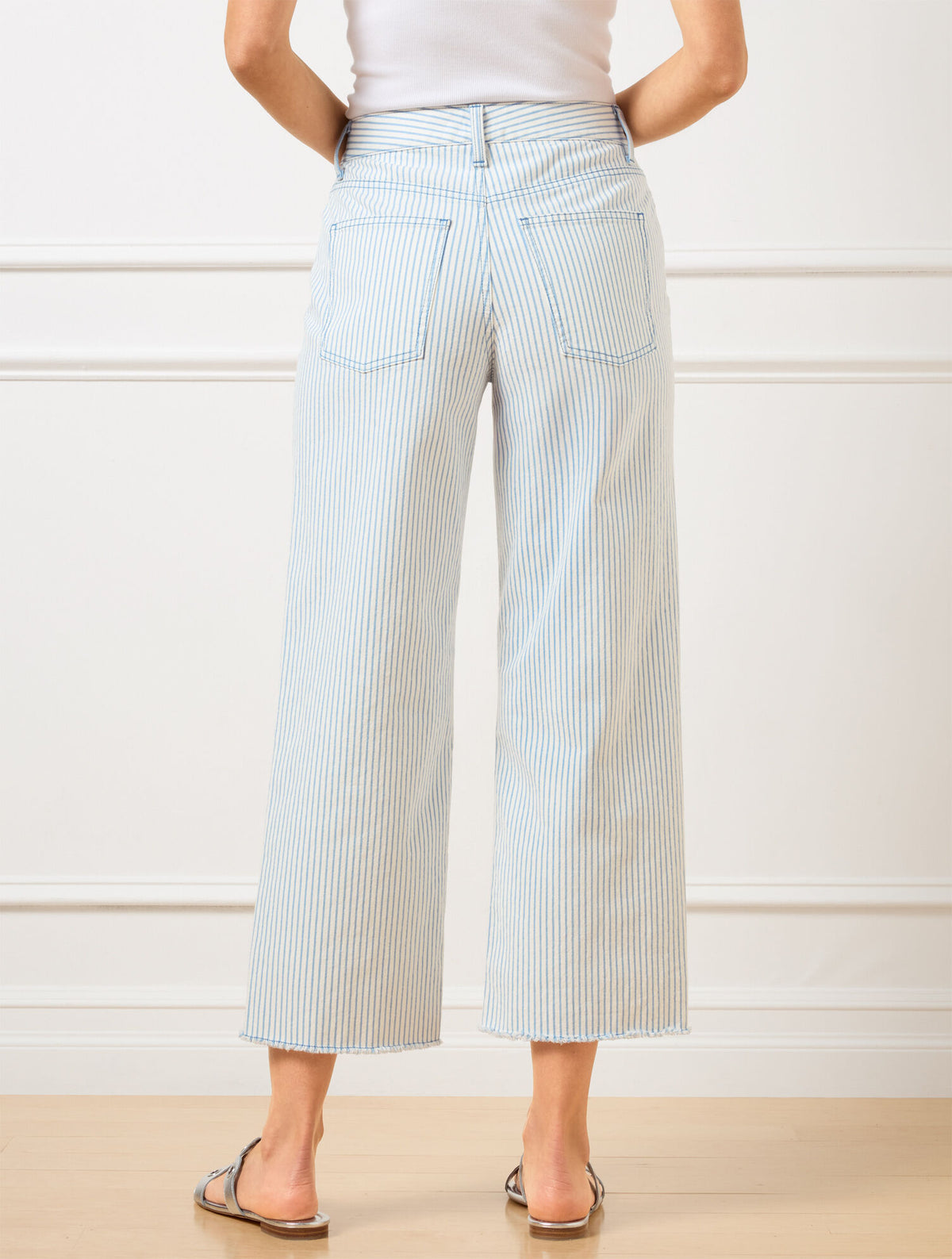 Talbots HIGH WAIST WIDE CROP JEANS - AWNING STRIPE