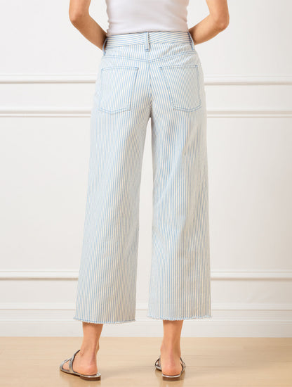 Talbots HIGH WAIST WIDE CROP JEANS - AWNING STRIPE
