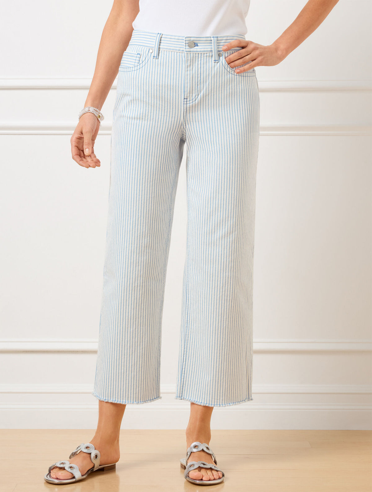 Talbots HIGH WAIST WIDE CROP JEANS - AWNING STRIPE