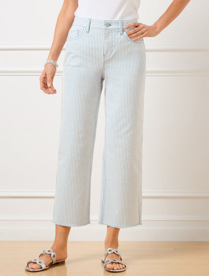 Talbots HIGH WAIST WIDE CROP JEANS - AWNING STRIPE