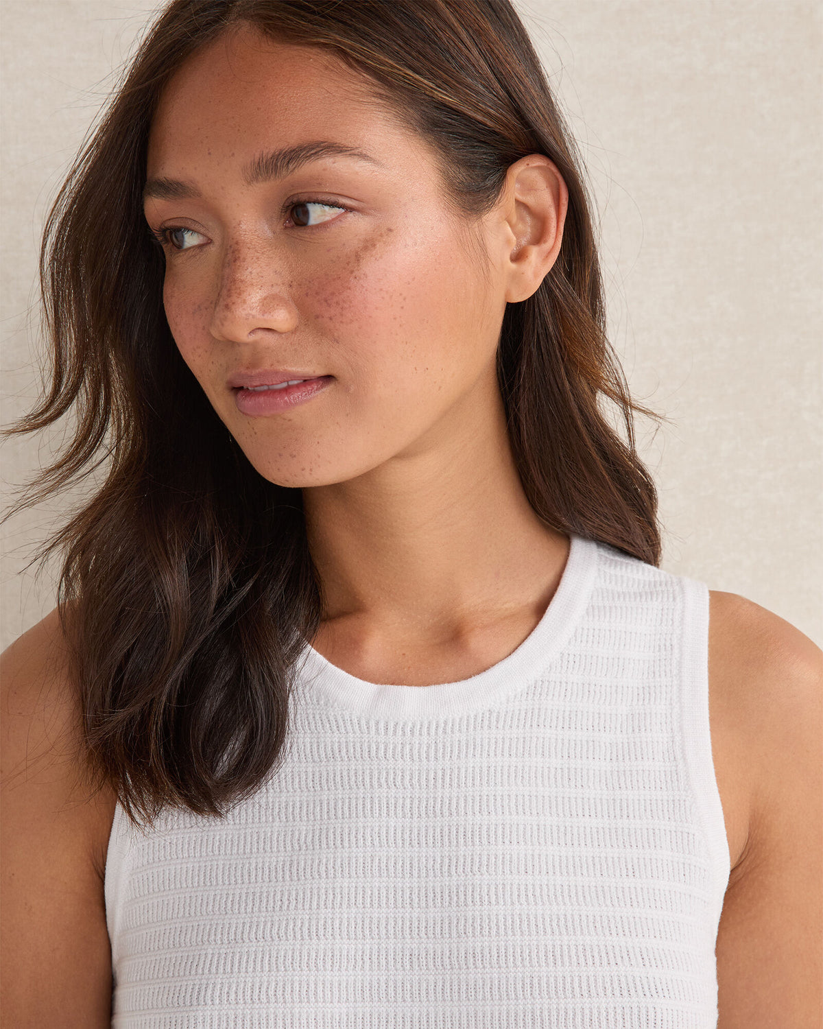 Talbots ORGANIC COTTON LINEAR STITCH SCOOP NECK TANK