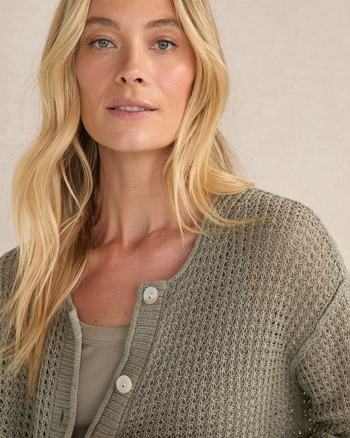 Talbots ORGANIC COTTON LINEN OPEN STITCH CARDIGAN
