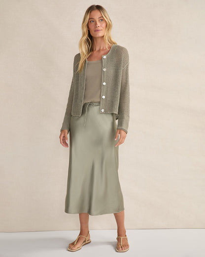 Talbots ORGANIC COTTON LINEN OPEN STITCH CARDIGAN