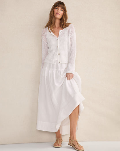 Talbots ORGANIC COTTON LINEN OPEN STITCH CARDIGAN