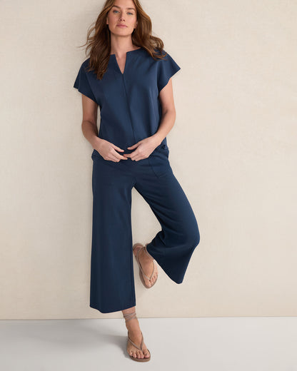 Talbots ORGANIC COTTON INTERLOCK WIDE LEG CROPPED PANTS