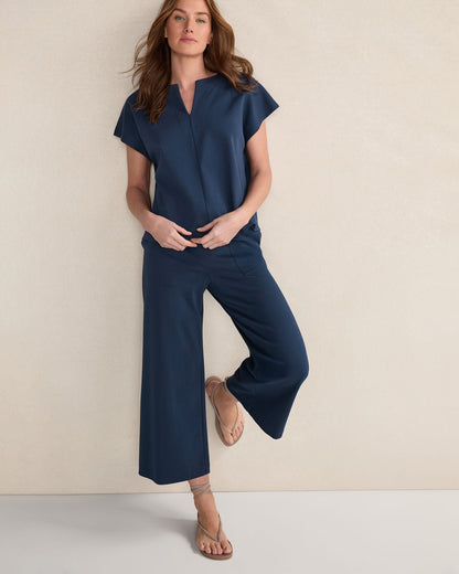 Talbots ORGANIC COTTON INTERLOCK WIDE LEG CROPPED PANTS