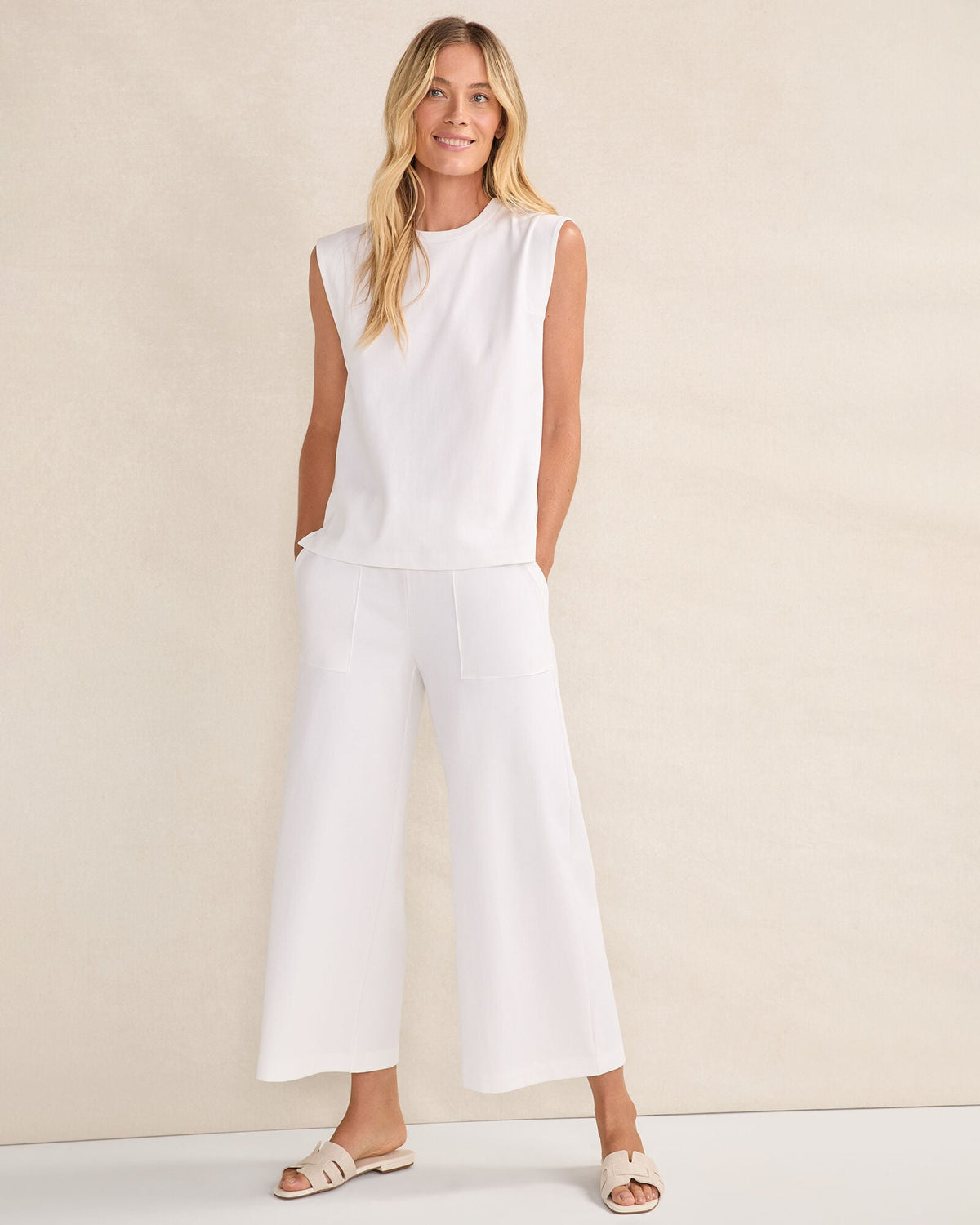Talbots ORGANIC COTTON INTERLOCK WIDE LEG CROPPED PANTS