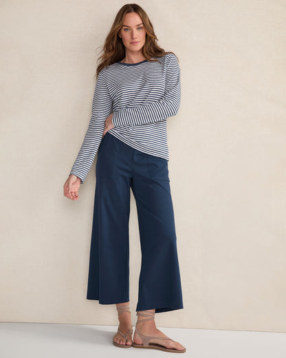 Talbots ORGANIC COTTON INTERLOCK WIDE LEG CROPPED PANTS