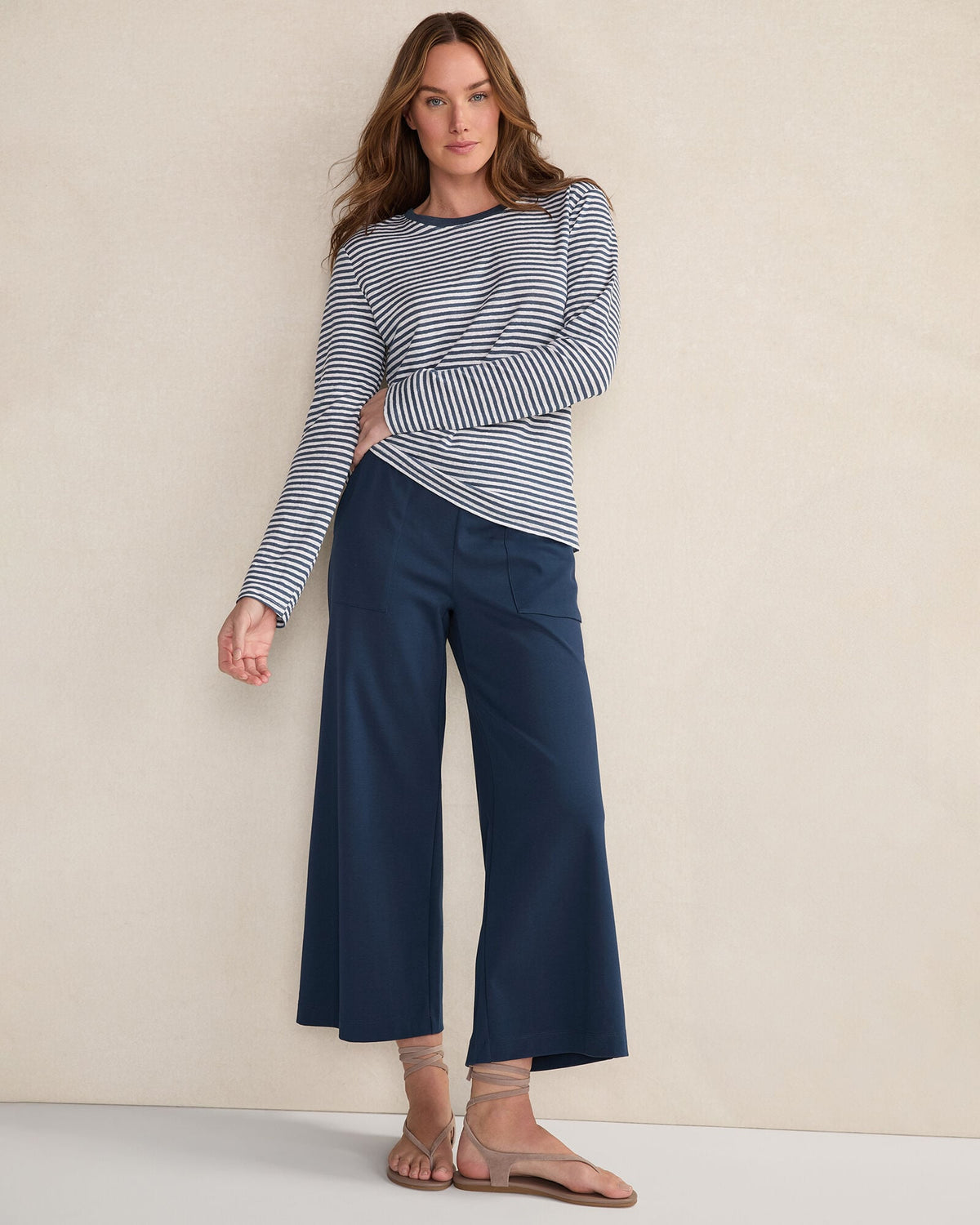 Talbots ORGANIC COTTON INTERLOCK WIDE LEG CROPPED PANTS