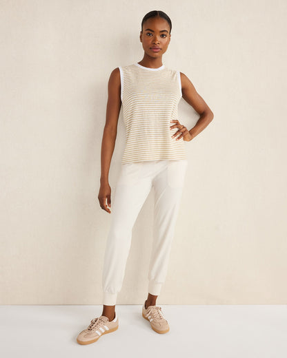 Talbots LINEN STRIPE CREWNECK TANK