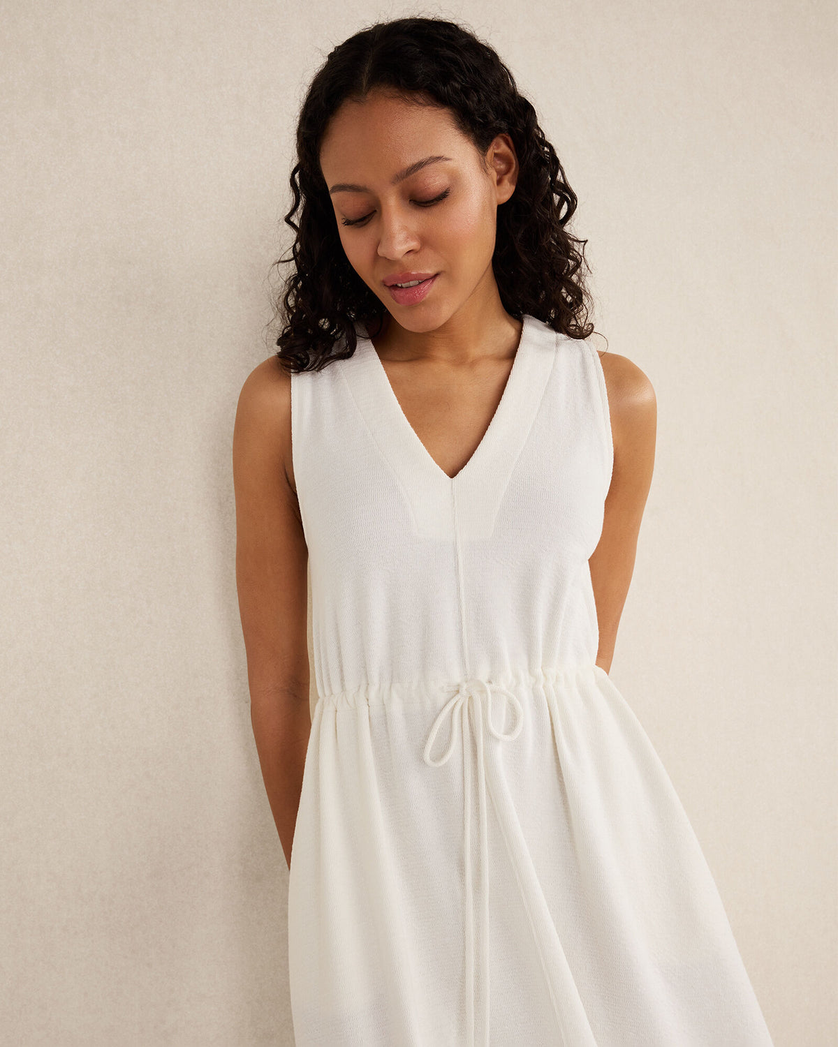 Talbots COTTON BLEND TEXTURED MIDI DRESS