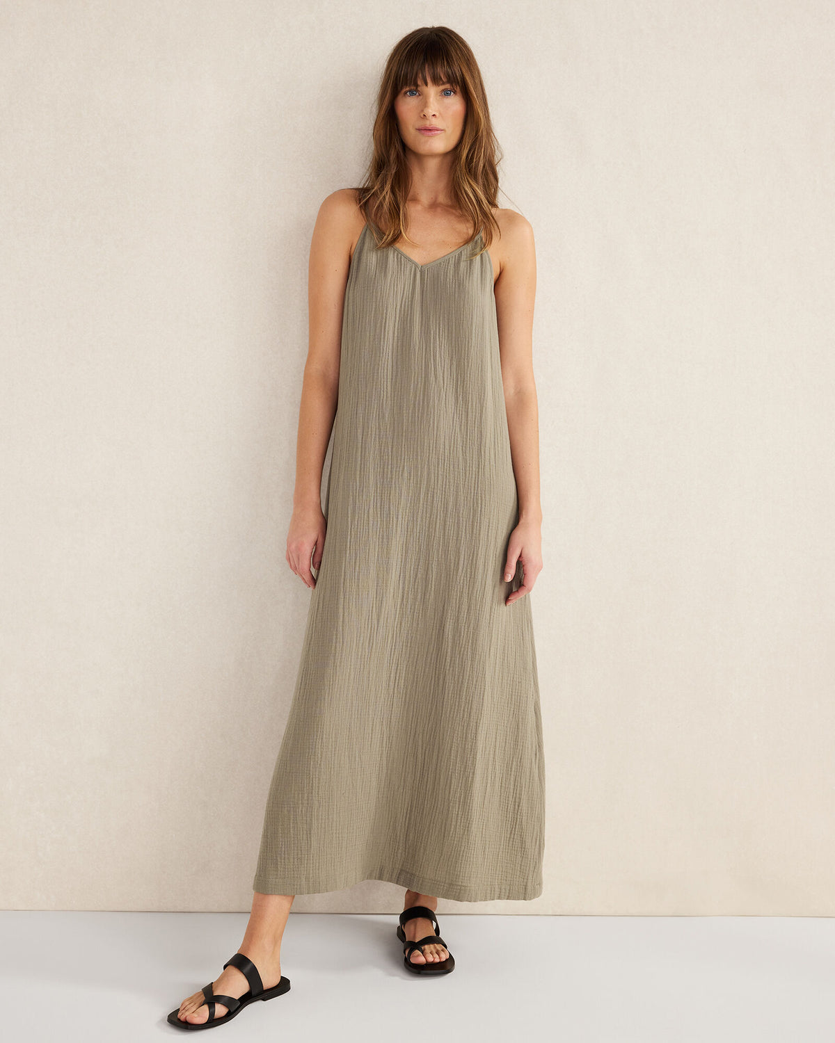 Talbots ORGANIC COTTON GAUZE V-NECK MAXI DRESS